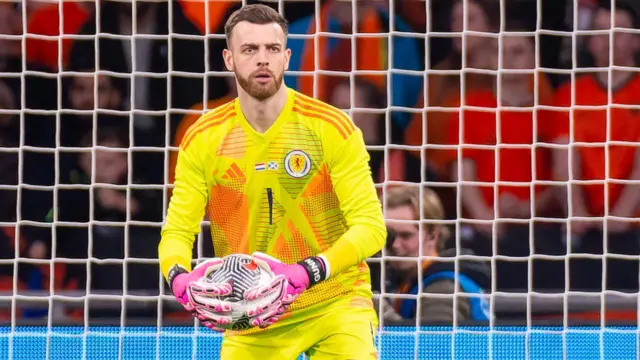 Angus Gunn in action for Scotland