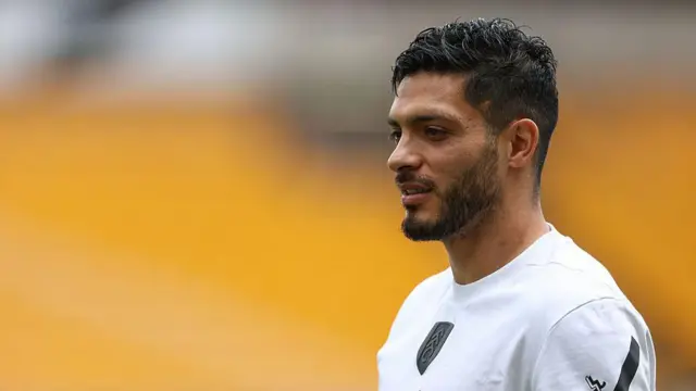Fulham's Raul Jimenez looks on.