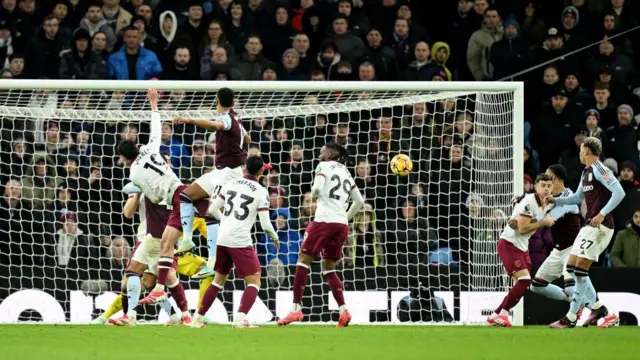 Ollie Watkins of Aston Villa shoots