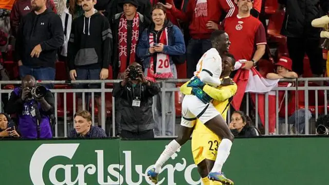 Mohamed Diomande #12 of Ivory Coast celebrates after scoring the winning goal in a penalty shootout against Canada during an International Friendly match at BMO Field