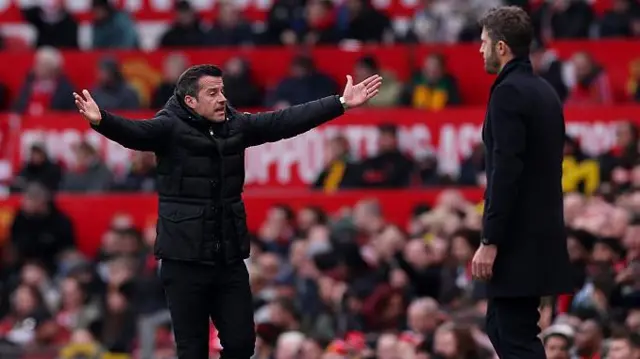 Marco Silva looking frustrated on the touchline at Old Trafford
