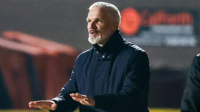 Jim Goodwin during Dundee United's defeat by Hearts