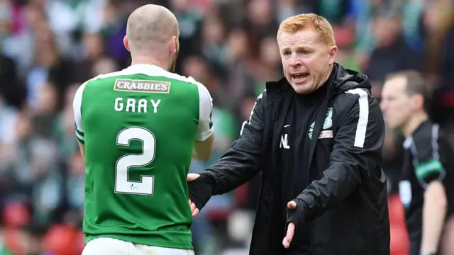 David Gray and Neil Lennon in 2017