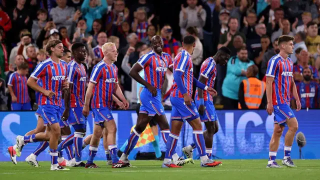 Jean-Philippe Mateta celebrates scoring the first goal with his teammates