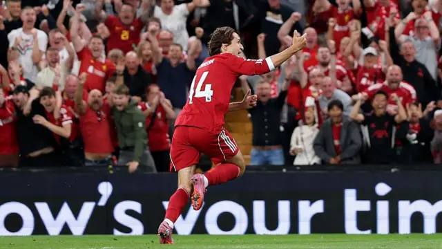Federico Chiesa of Liverpool celebrates
