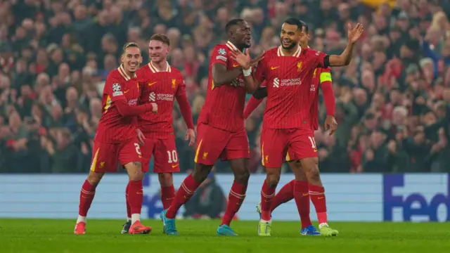 Liverpool players smiling 