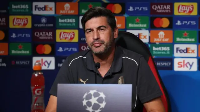 Head coach AC Milan Paulo Fonseca speaks with the media during press conference at Milanello on September 16, 2024