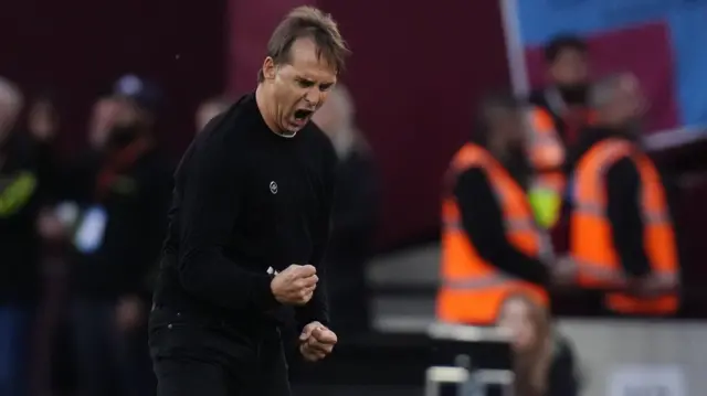 Julen Lopetegui celebrates a West Ham goal