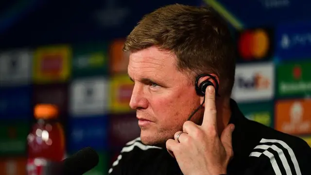 Eddie Howe at the news conference on Wednesday