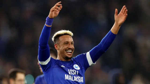 Callum Robinson of Cardiff City celebrates