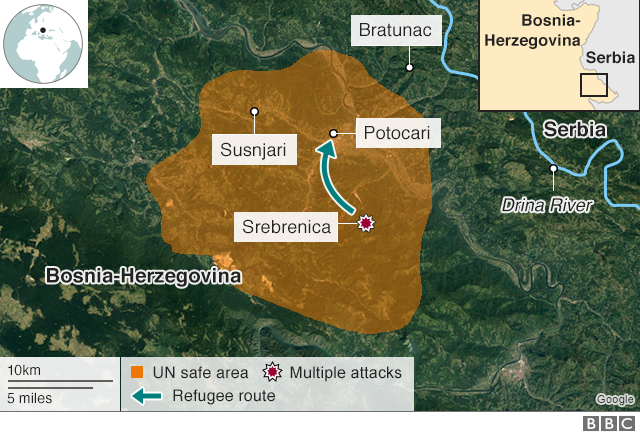 Map: Events around Srebrenica in July 1995