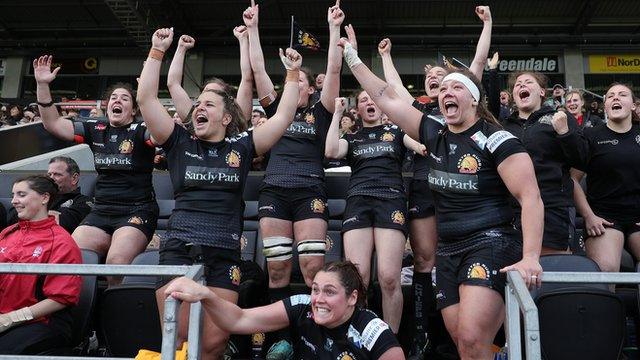 Exeter Chiefs celebrating their Allianz Cup win