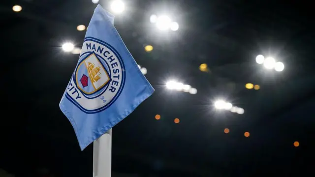 Manchester City badge on a corner flag