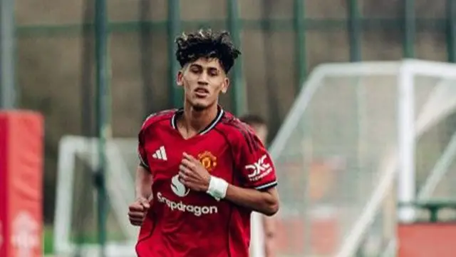 JJ Gabriel in action for Manchester United Under-18s against Derby