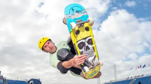 Andy Macdonald competes in skateboarding