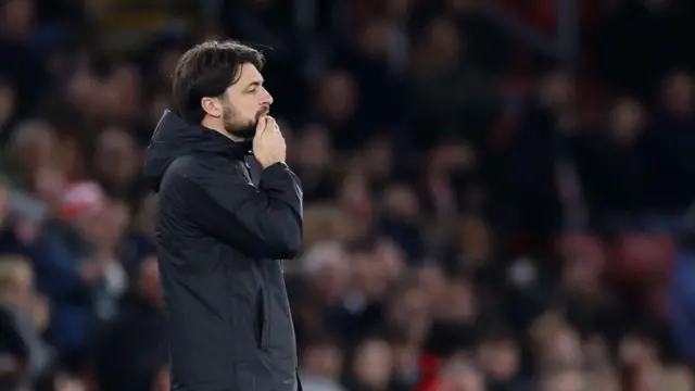 Russell Martin on the touchline during Southampton's 5-0 home defeat by Tottenham