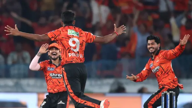 Praful Hinge celebrates wicket