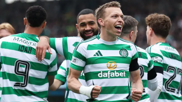Celtic's Alistair Johnston celebrates