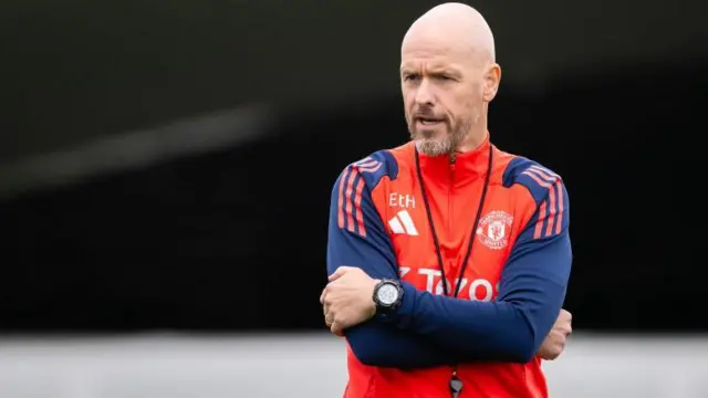 Erik ten Hag looks on during a training session