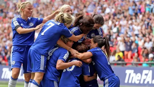 The Chelsea players celebrate