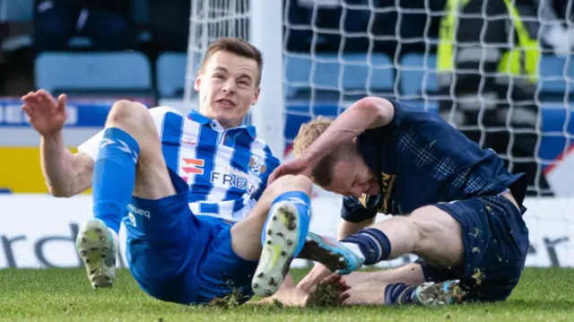 Mayo and Tiffoney ended up in a heap in the Kilmarnock box