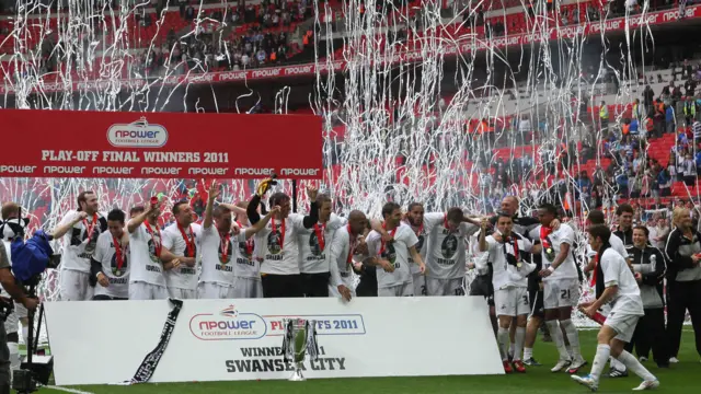 Swansea celebrate Championship play-off final victory in 2011