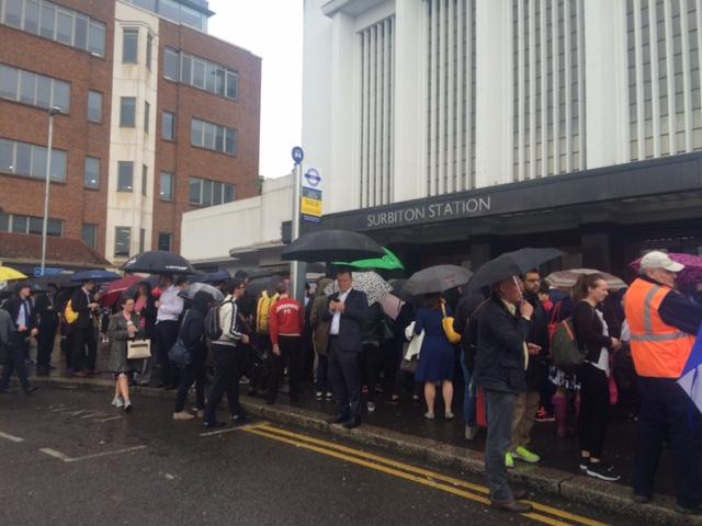 Queues outside Surbiton station