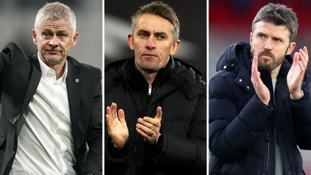 Ole Gunnar Solskjaer, Kieran McKenna and Michael Carrick 