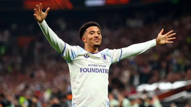  Jadon Sancho of Aston Villa celebrates