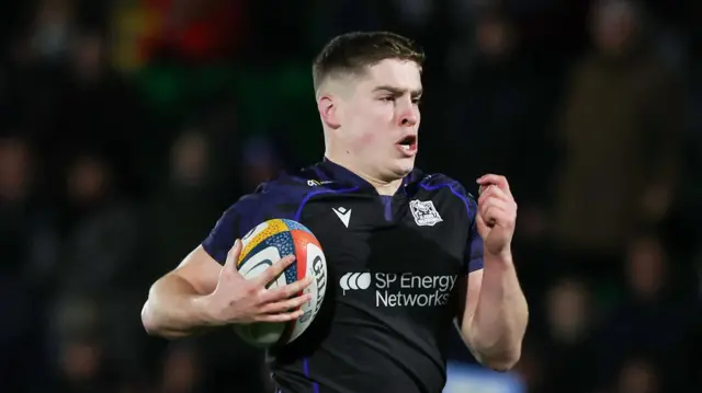 Dan Lancaster runs with the ball during Glasgow's win over Munster