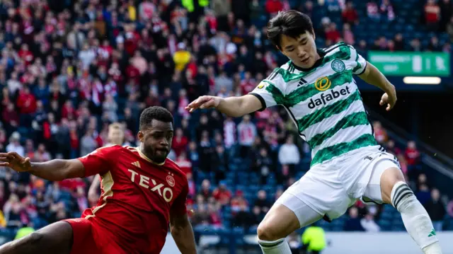 Celtic's Hyunjun Yang and Aberdeen's Luis Lopes