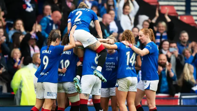 Rangers players celebrate