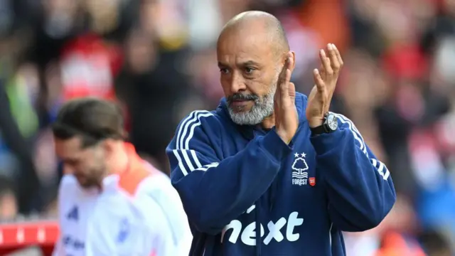 Nuno Espirito Santo, Manager of Nottingham Forest, applauds the fans prior to the Premier League match between Nottingham Forest FC and Fulham FC at City Ground