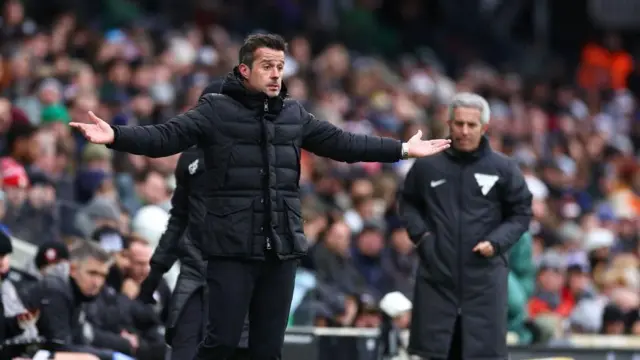 Marco Silva, Manager of Fulham reacts during the Premier League match between Fulham FC and Southampton FC at Craven Cottage on December 22, 2024