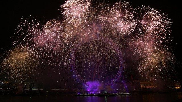 Fireworks over the London Eye