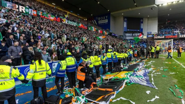 Celtic fans occupied all of the Broomloan Stand at Ibrox