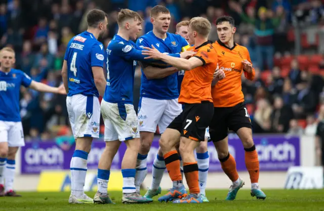 Tempers frayed on a couple of occasions in a tense game at McDiarmid Park