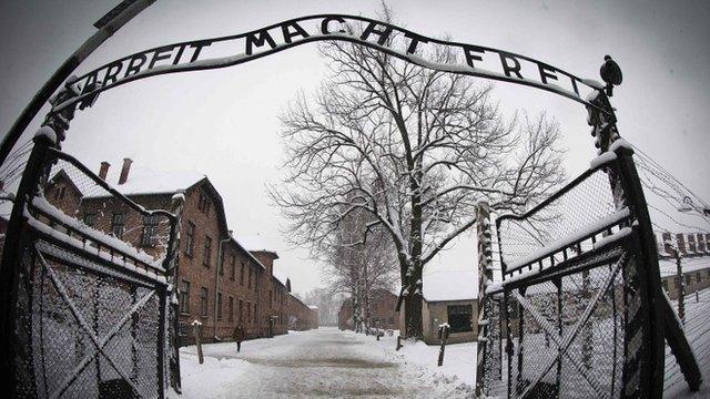 Entrance to the former Nazi concentration camp Auschwitz-Birkenau