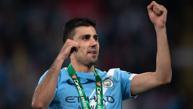 Rodri of Manchester City celebrates to the fans