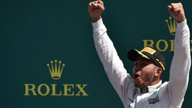 Lewis Hamilton celebrates