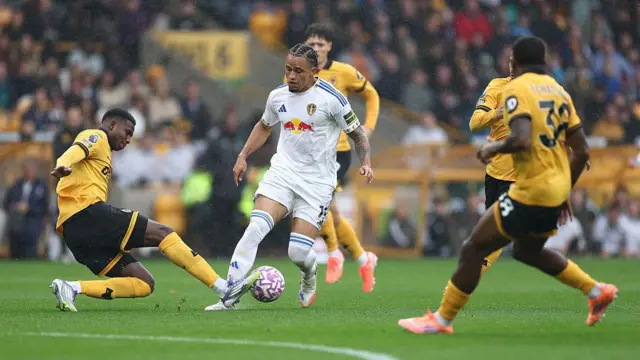 Noah Okafor runs with the ball against Wolves