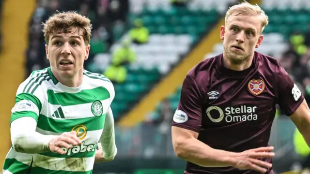 Celtic's Arne Engels and Hearts' Harry Milne
