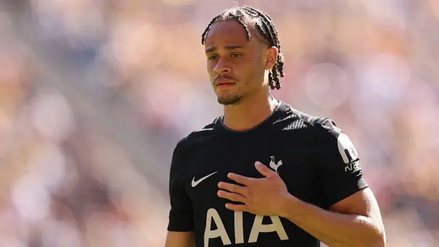 Xavi Simons looks on during match for Tottenham