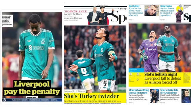 The i, The Telegraph and The Guardian back pages