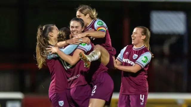 West Ham celebrate a goal against Crystal Palace.