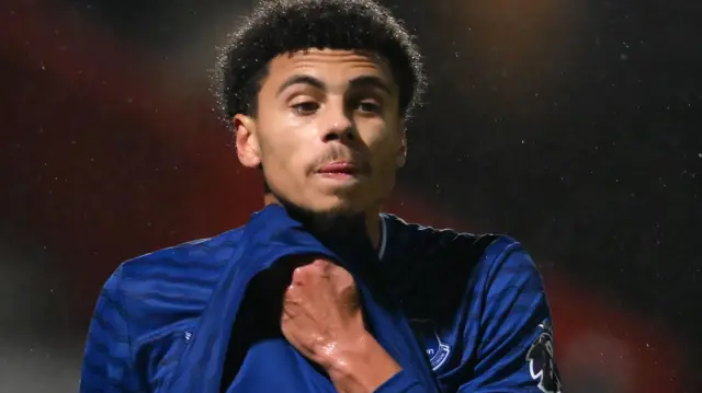 Reece Welch in action for Everton's under-21 side