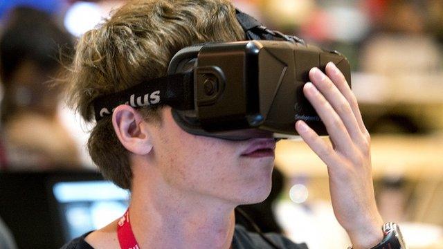 Man in Oculus VR headset