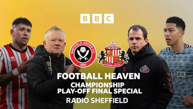 Football Heaven Championship Play-off Final Special banner featuring Chris Wilder, Regis Le Bris, Gus Hamer and Jobe Bellingham