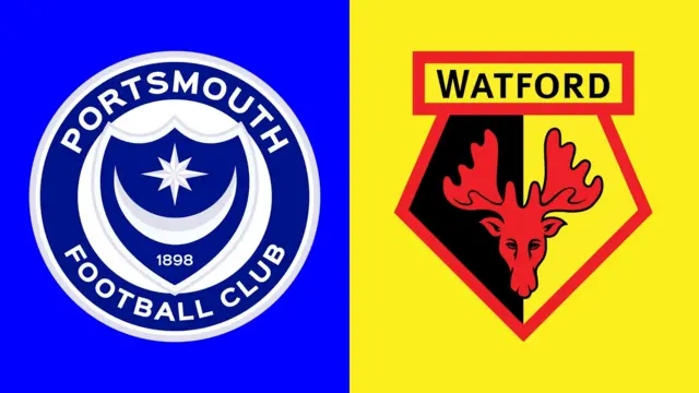 Side-by-side of Portsmouth and Watford club badges