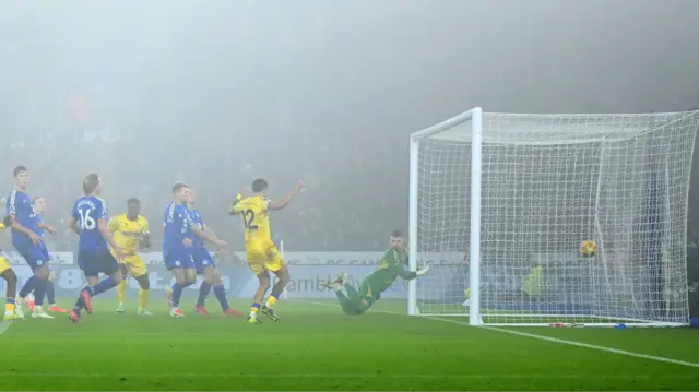 Marc Guehi scores Crystal Palace's second goal at Leicester